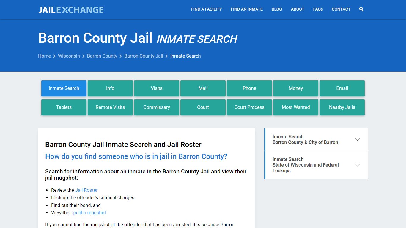 Inmate Search: Roster & Mugshots - Barron County Jail, WI