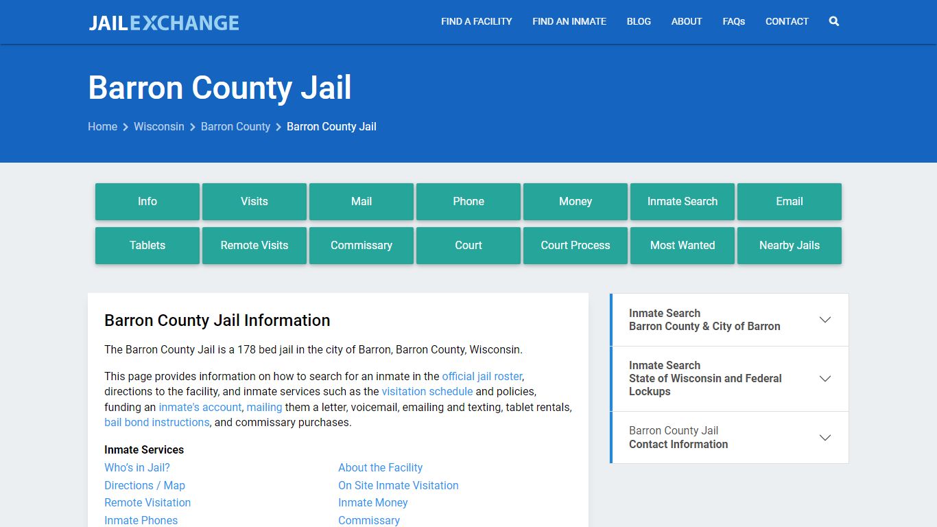 Barron County Jail, WI Inmate Search, Information